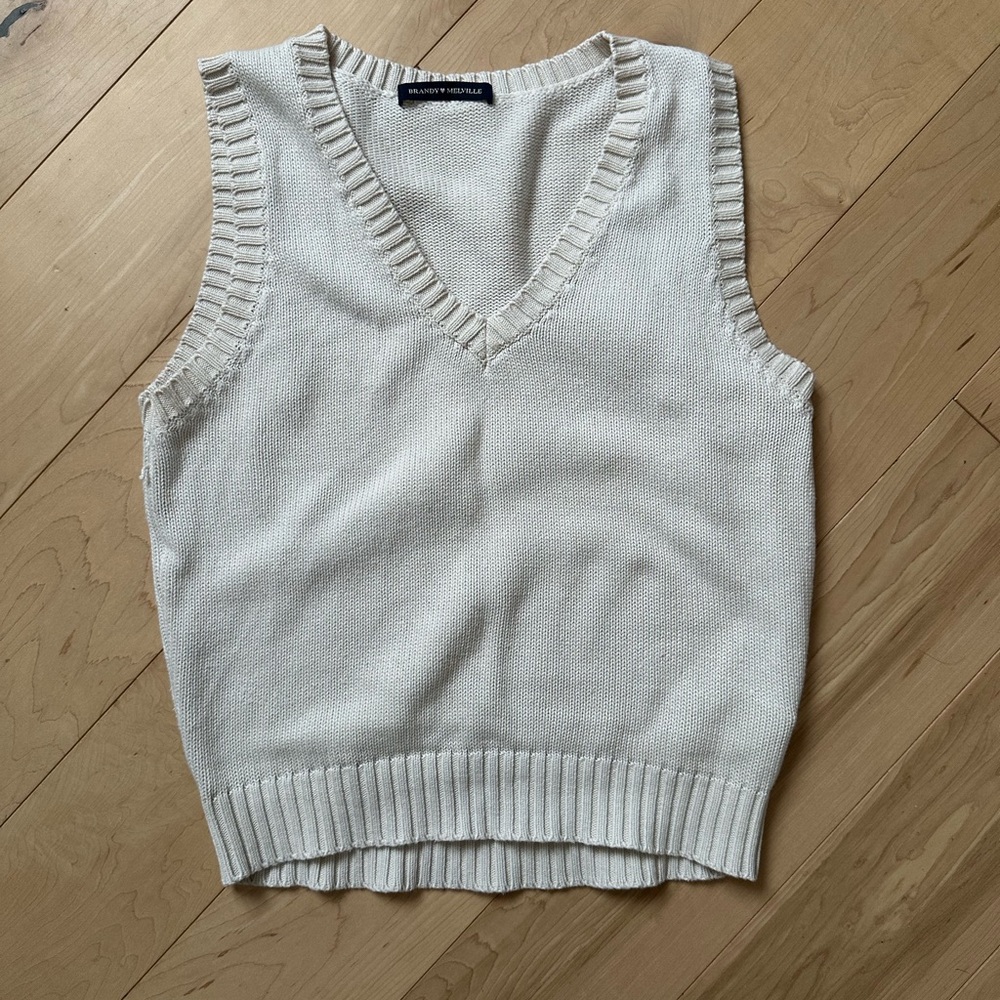 Brandy Melville Cream Knit Sweater Vest
